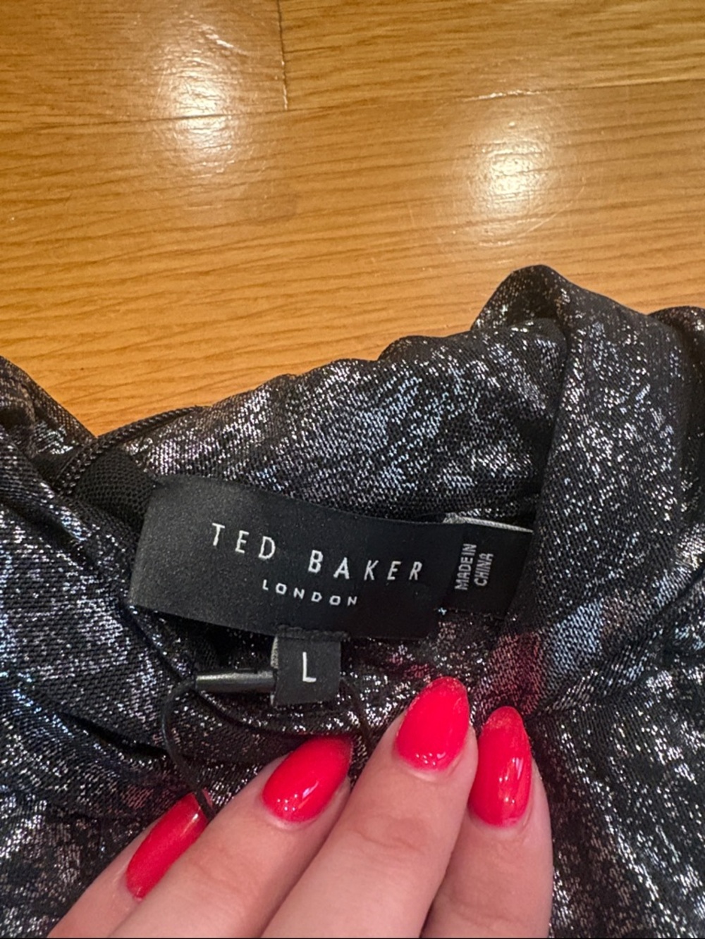 Ted Baker Silver Metallic Mock Neck Top - Picture 4 of 4